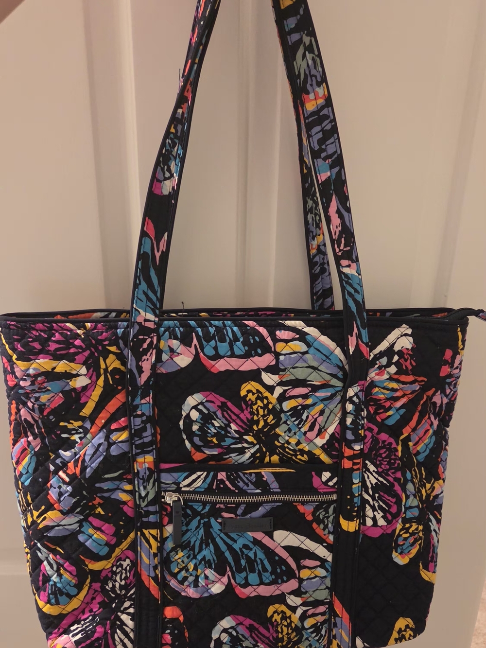 Vera Bradley Quilted Cotton "Vera Tote" Bag – Butterfly Flutter Pattern (VGC)